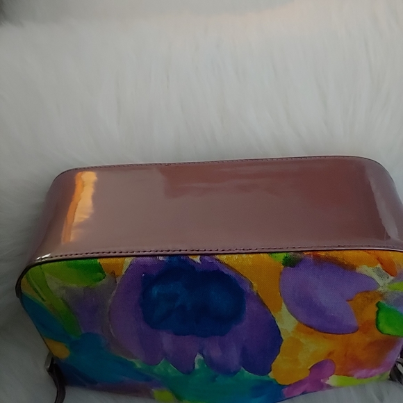 Stuart Weitzman Floral Purple Lunar Linene  Shoulder Bag - Picture 6 of 10